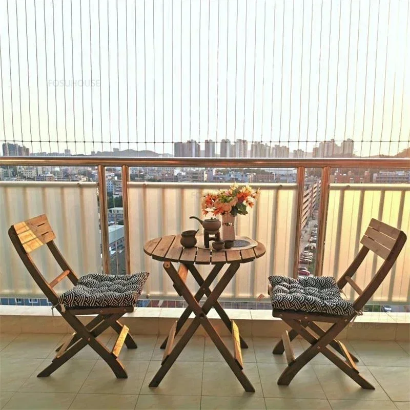 Free Installation Solid Wood Table And Chair Garden Furniture Sets Folding Dining Table And Chairs Portable Outdoor Terrace Set