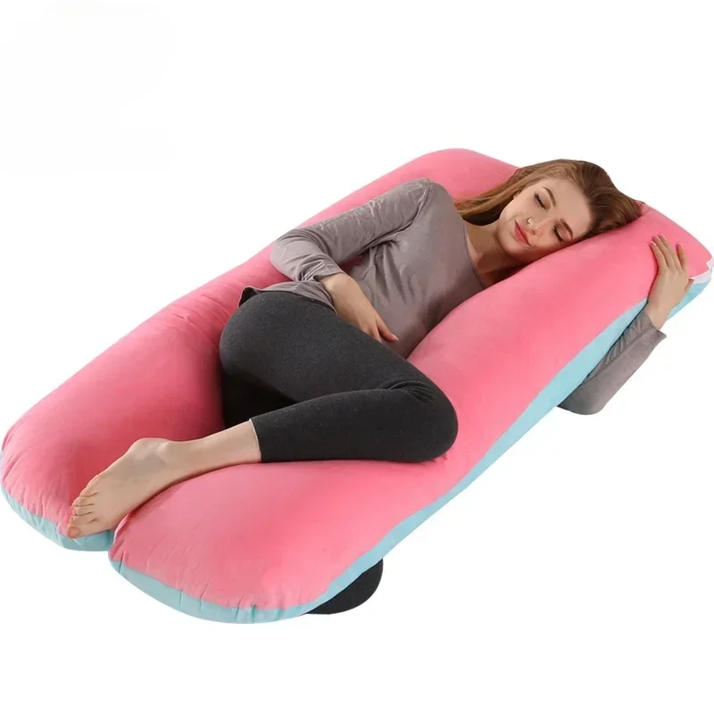 Pregnancy pillow multifunctional maternity pillow casual simple crystal velvet double color abdomen support U-shaped cushion pregnant pillow