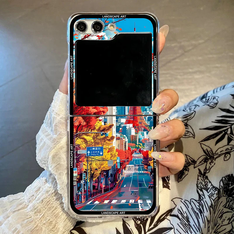 Cherry Blossom Anime Street View Phone Case - Clear Hard PC Cover
