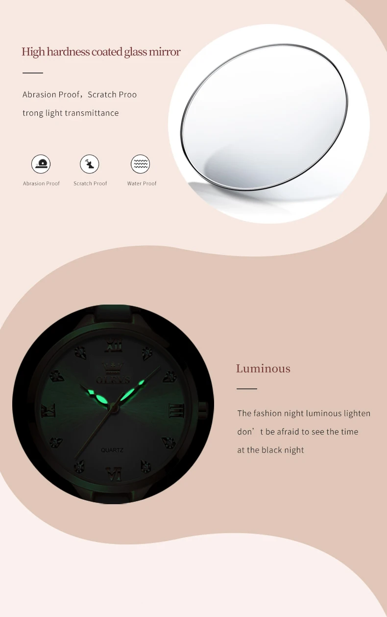 Orologio da donna OLEVS 5872 - Lancette luminescenti