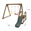 Wood Swing Set for Backyard, 2 in 1 Outdoor Swing Set with Slide, Climbing Rope Ladder Kids Backyard Playset 5