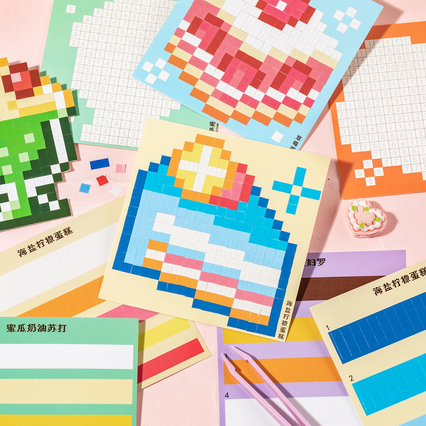 4Style 24pcs/bag Pixel Story Bead Scenery Sticker Book Handbook Material Stickers DIY Photo Frame Scrapbook Notebook Cup Laptop