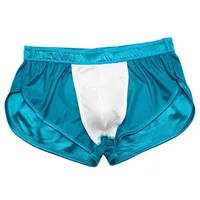 Boxer pyjama Sexy pour hommes, sous-vêtements en soie lisse, bas de sommeil, vêtements de maison, short de salon, culottes masculines 6