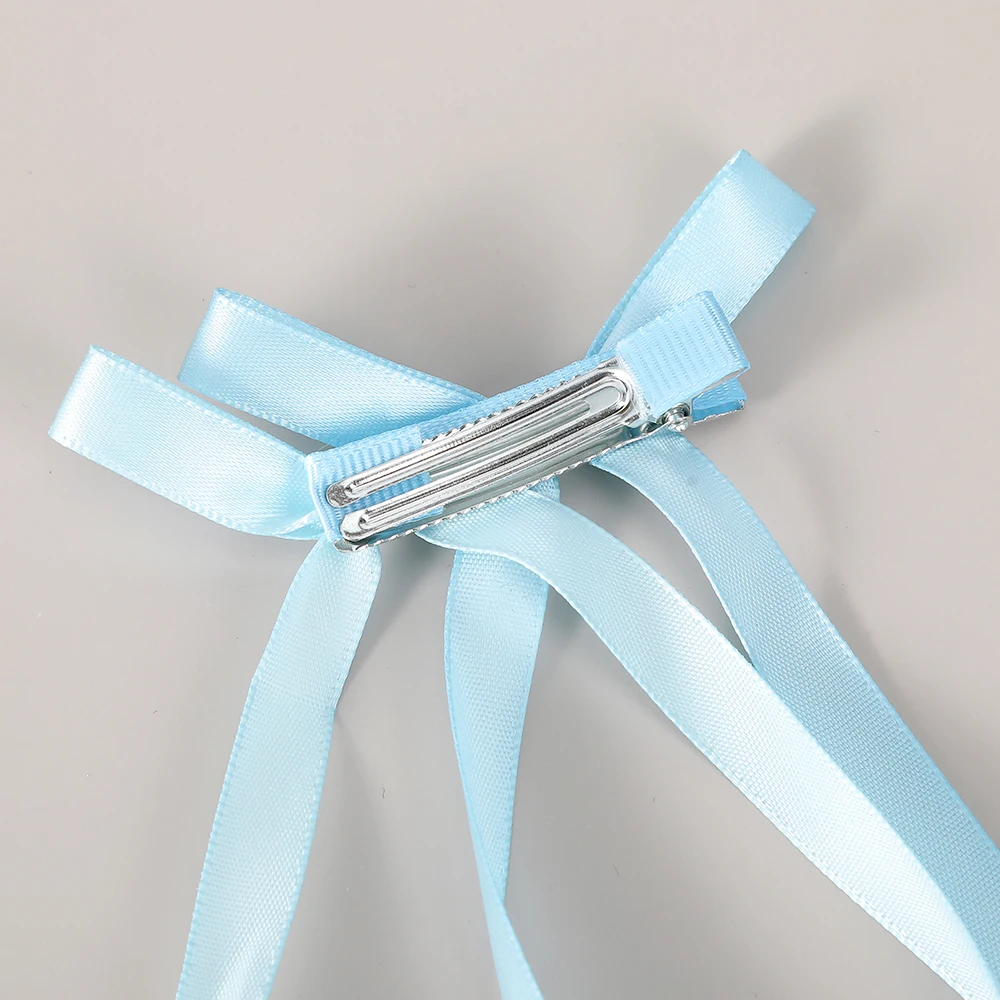 Bow Braided Hair Clip Women Summer Sweet Hairpin Girls Solid Color Ponytail Long Ribbon Bangs Clip Hair Accessories Headwear