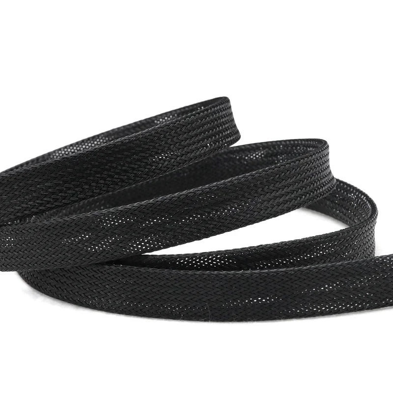 PET Braid Sleeves 1~50m PET Braid Sleeves Black 2/4/6/8/10/12/14/16/20/25/30/35/40/50/60mm High Density Insulated Snake Skin Cable Wrap Sheath