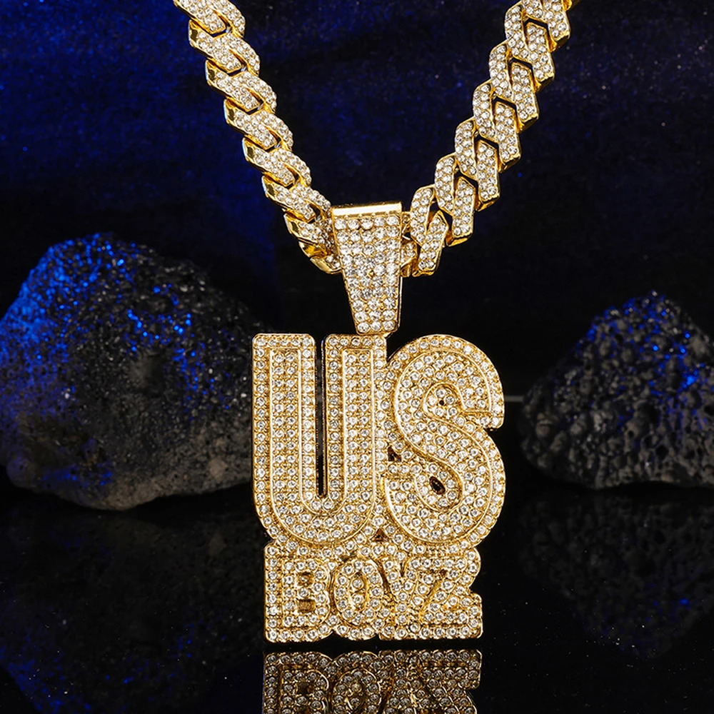HIP　HOP❣ Zxcs Men Hip Hop Letters Pendant Necklace With 13mm Miami