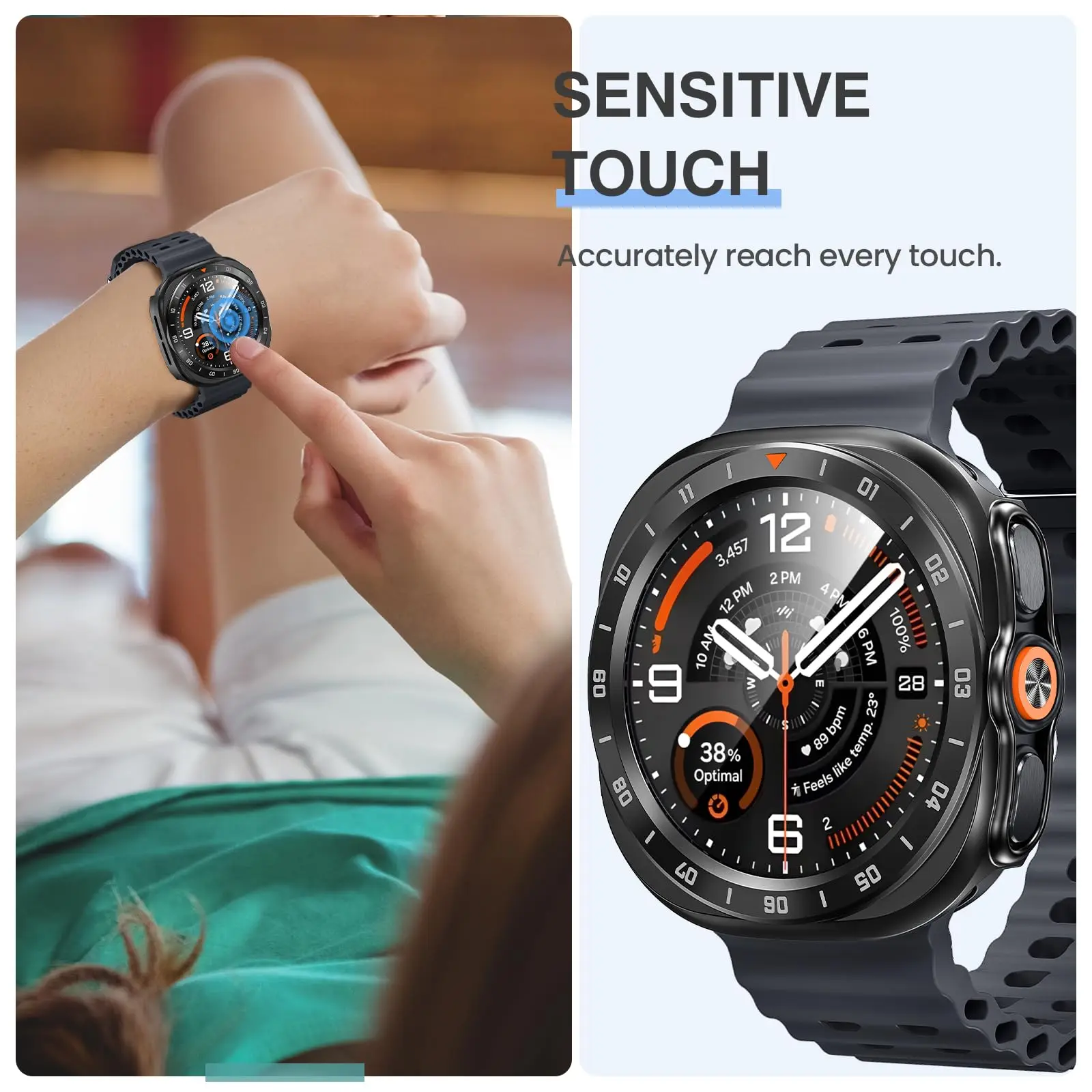 Premium Tempered Glass + PC Protective Case for Smartwatch - Ultra Durable Bumper Cover