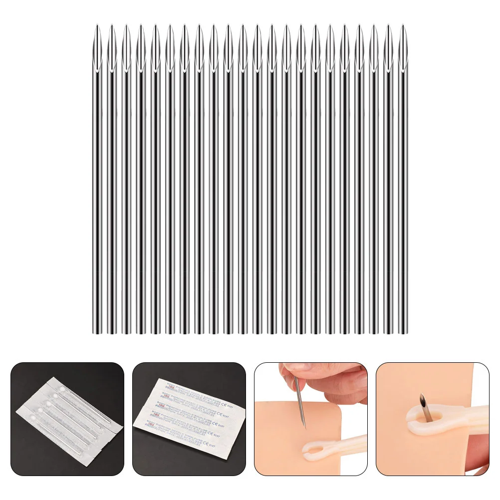 

100 Pcs Disposable Puncture Needle Piercing Needles for Nose Stainless Steel Body Lip Metal Perforation