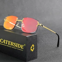 CATERSIDE Punk Rectangle Sunglasses Men Women Luxury Designer Rimless Gradient Lens Metal Sun Glasses For Men Sports 2024 UV400 - Image 3
