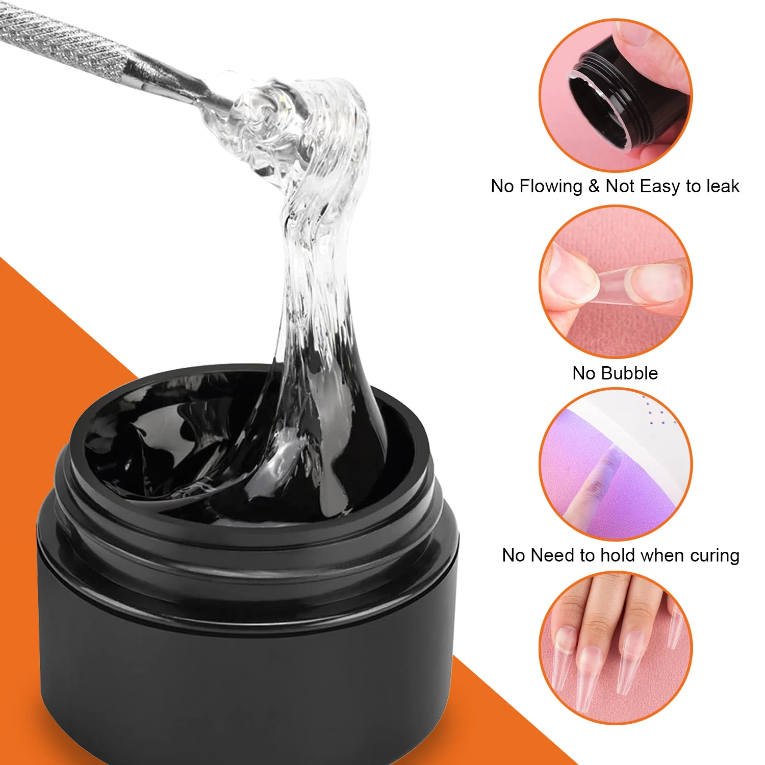 15G Soild Nail Glue Gel For Press On Nails,Fake Nail Tips,Acrylic Nails,Long-Lasting Strong Adhesion Gel Need UV Light Cured 3