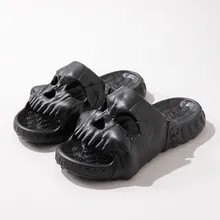  Feslishoet Skull Design Slippers Summer Outdoor Fun Novelty Slide Thick Sole Platform Beach Non Slip Men Women Cloud Sandal 