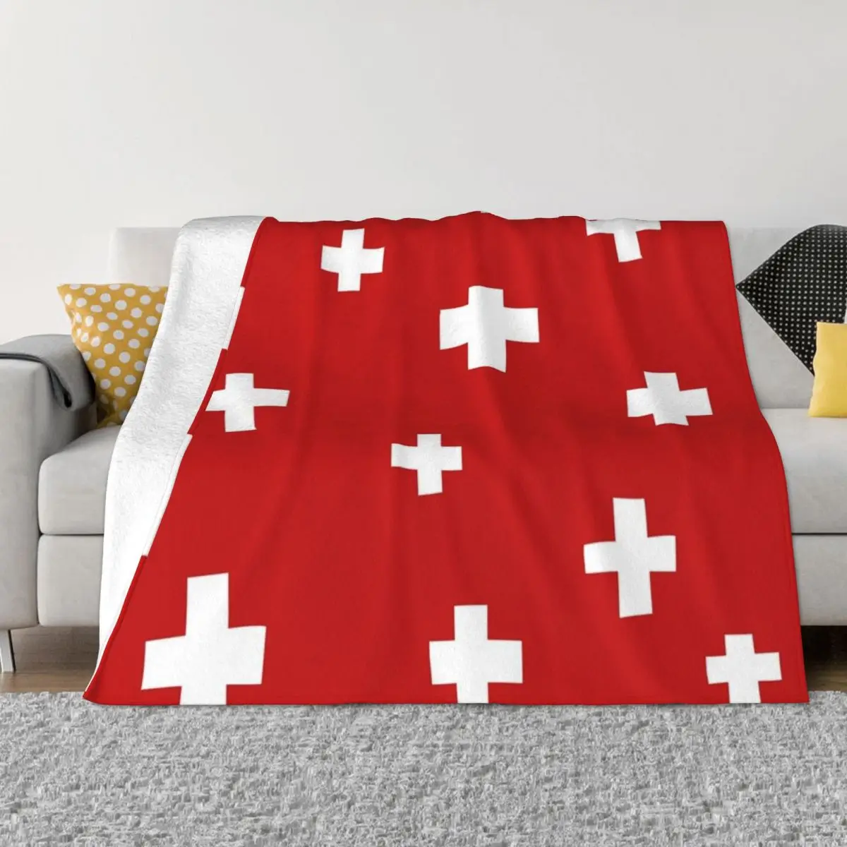 

Swiss flag Throw Blanket Cute Blanket Plaid Decorative Sofa Blanket Tourist Blanket Decorative Throw Blanket