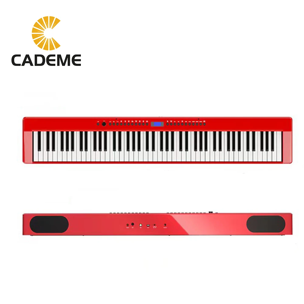 Portable88WeightedKeyRedElectronicKeyboardBeginnerDigitalPianoforAdultChildTeach