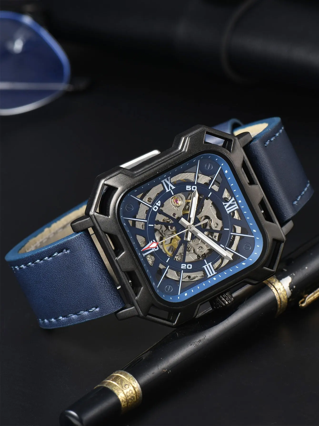 LONGLUX automatic watch cool mechanical wristwatches steel hollow no leather mens watch men gift mechanical watch