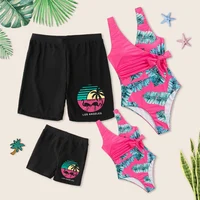 Family Matching Outfits Mother And Daughter Whole Swimsuit Father Son Beach Shorts Mom Kids Swimwear Summer Bathing Suits 1