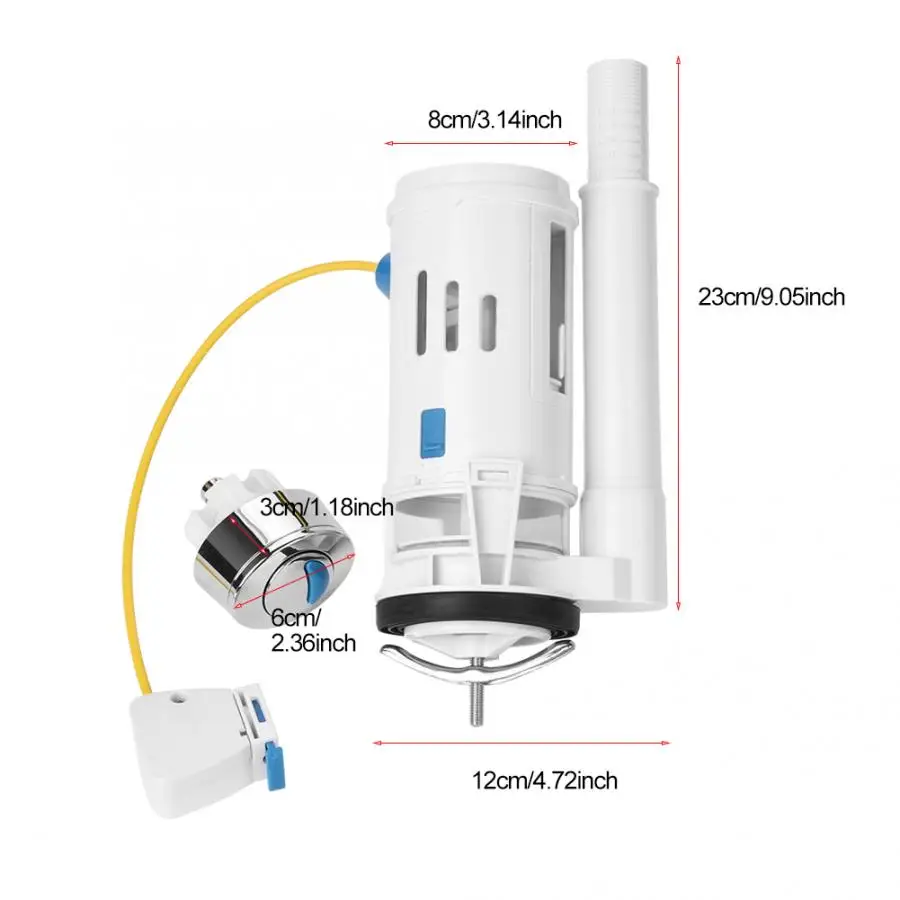 Toilet Push Button ABS Plastic Drain Valve Fitting Dual Drain Flush Water Accessory WC Flush Systems