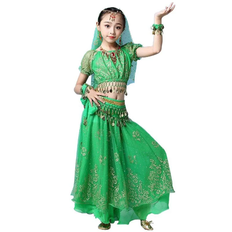 Belly Dance Costumes Set For Girls Oriental Arabian Bollywood Dancing Clothing Festival Performance Children's Clothing Set