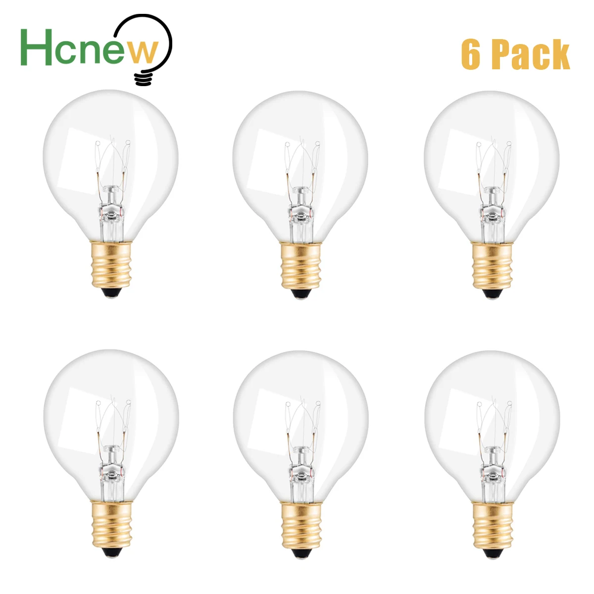 6Pcs G40 Globe Clear Replacement Light Bulbs 7W Tungsten Edison Bulbs E12 2200K Warm White for Patio Lighting Decoration Wedding