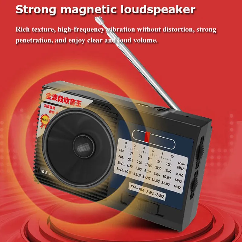 Mini Portable FM AM SW Radio Stable Signal Full Band Radios Receiver with Full Range Speaker Support Headset Play Long Endurance