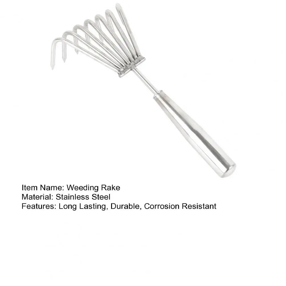 26cm Soil Loose Rake Manual Hand Weeder Tool With Handle Comfortable Grip Rustproof Multipurpose Weeding Artifact Uprooting Tool