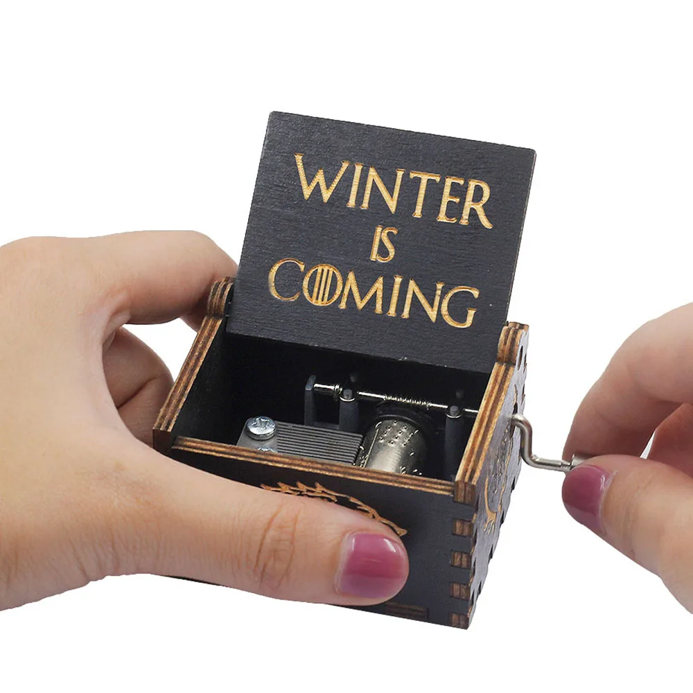 Winter is coming Musik-Box mit Handkurbel aus Holz Spieluhr