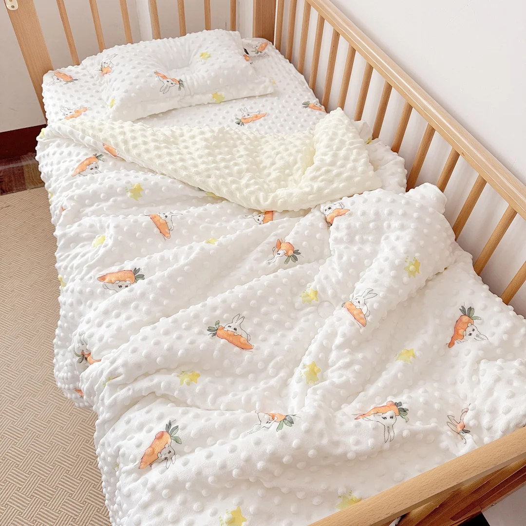 Baby Beanie Velvet Quilt Washed Cotton Embroidered Air Conditioning Quilt Kindergarten Pure Cotton Four Seasons Neutral Warm