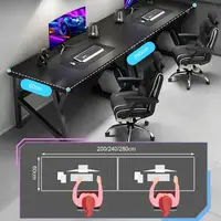 Home Office Gaming Desk with K-shaped Steel Legs, Laptop Computer Desk with Cable Management Hole, Study Room Corner Table 2