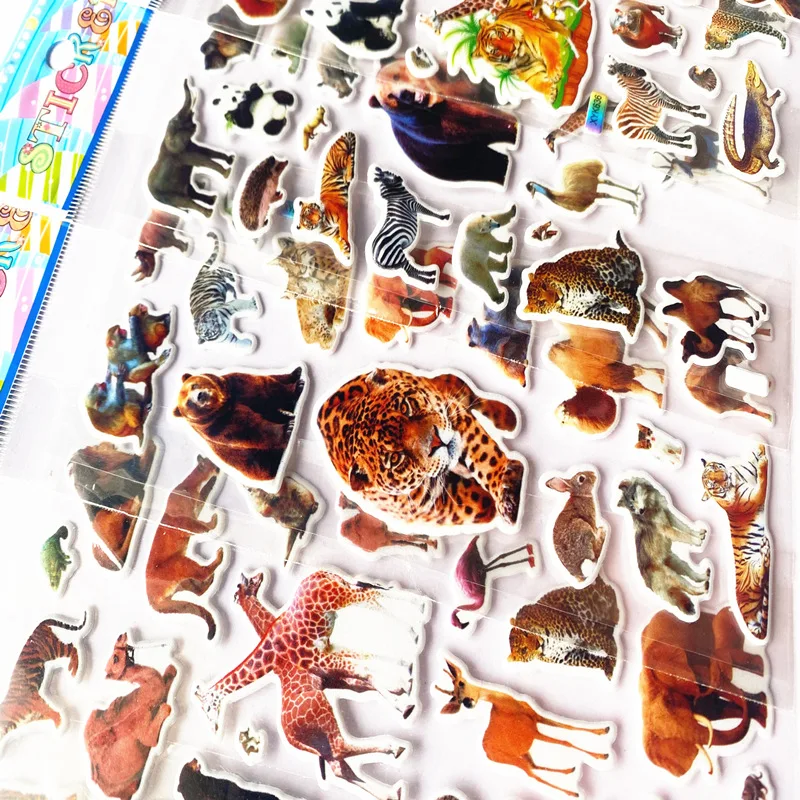10pcs 3D 푹신한 스티커 동물 대량 스티커 스크랩북 장식 생일 새해 크리스마스 선물 어린이를위한 소년 소녀