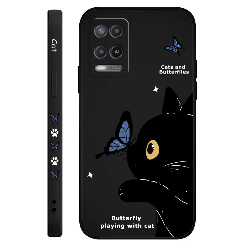 Elegant Cat & Butterfly Design Phone Case - Artistic Protective Cover