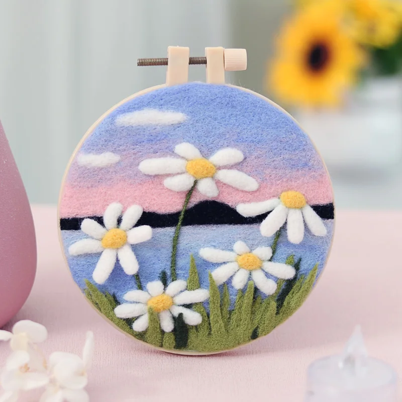 Needle Felting Painting Kit No Finish Flower Painting Kit Funny Wool Needle Felt Picture Handmade Wool Needle Painting for Kids Children Play DIY s needle felting kit wool felting kit needle felting painting kit