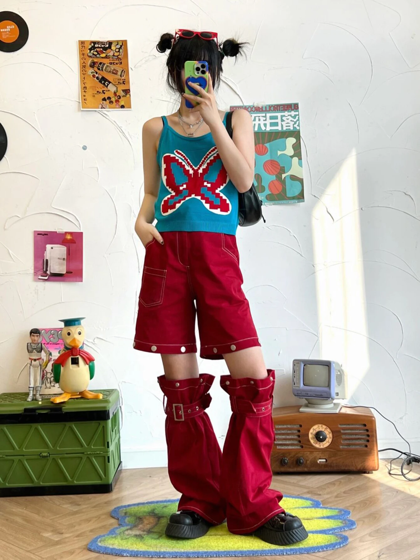ReddaChic  2 ǽ ݹ Ʈ,  Ĺ ī ,   , Y2k Ʈ    ƮƮ