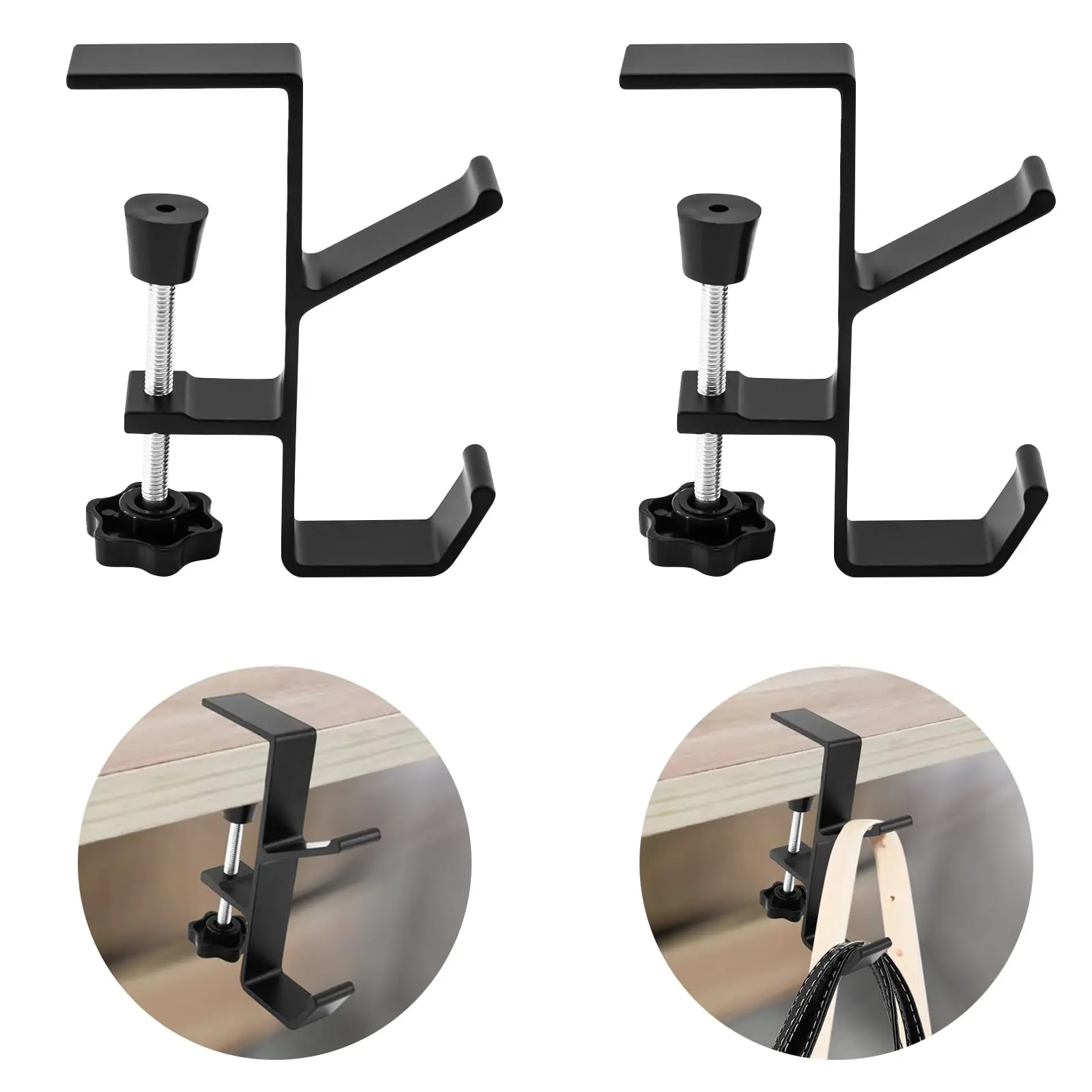 Adjustable Desk Edge Hook Gaming Headset Desk Hanger Backpack Storage Hanging Hook Holder Punch-free 1/2pc Home Office Organizer