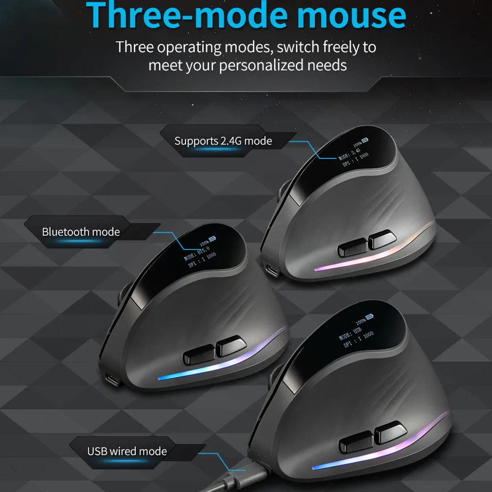 Lefon 2.4G Ergonomic Wireless Rechargeable Gaming Mice For PC Laptop MacOS Office F35C/F35B/F35 Model Vertical Mouse_voghion.com