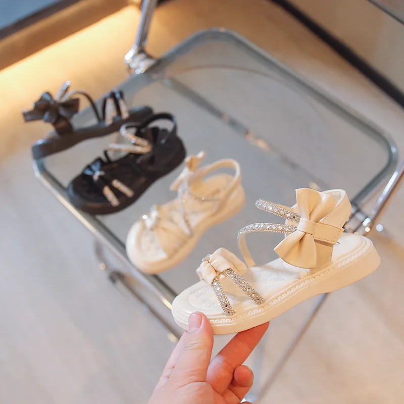 Children Princess Shoes Baby Girls Flat Bling Leather Sandals