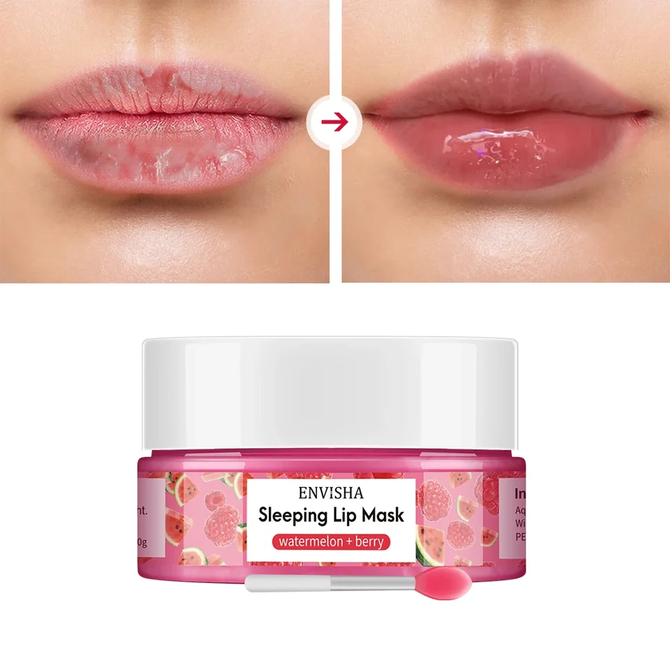 Tiejdhr 2PCS Lip Mask Overnight, Fade Lip Lines Bee Lip Balm, Honey & Sakura Day And Night Repair Lip Sleeping Masks, Natural Lip Enhancer Care Serum Hydrating & Prevention Dry