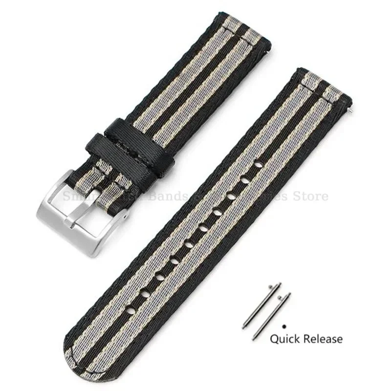 Premium Woven Nylon Watch Band with Quick Release and Stainless Steel Buckle