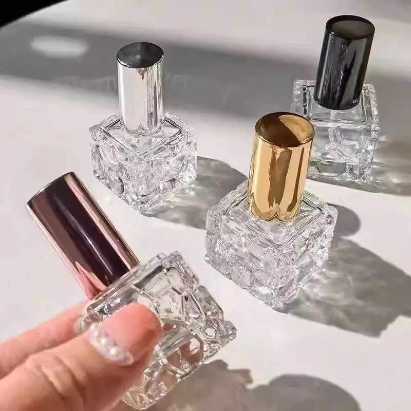 10/30/50pcs 10ml Clear Glass Perfume Bottle Square Spray Bottle