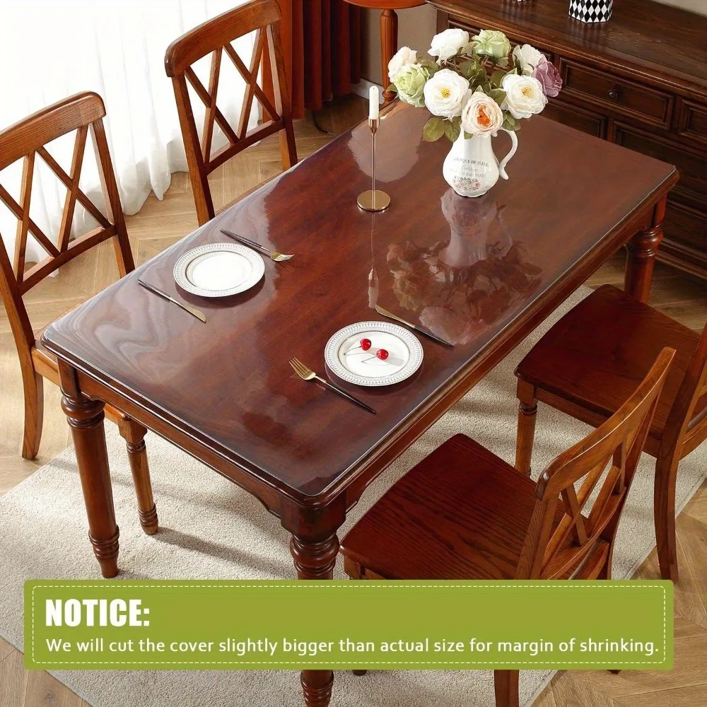 1pc 2mm Transparent Tablecloth Table Mat, 2mm Thick Waterproof, Transparent Table Mat, Suitable For Dining Table, Coffee