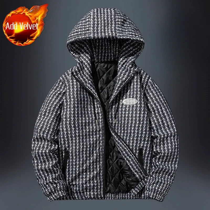 thumbnail image 1 of Parkas Abrigos Acolchados Masculinos Estampados Chaqueta de Plumón con Capucha para Hombre Acolchado Tendencia 2024 en Promoción Acolchado Invierno Exterior Nuevo y Corea Frío, 1 of 5