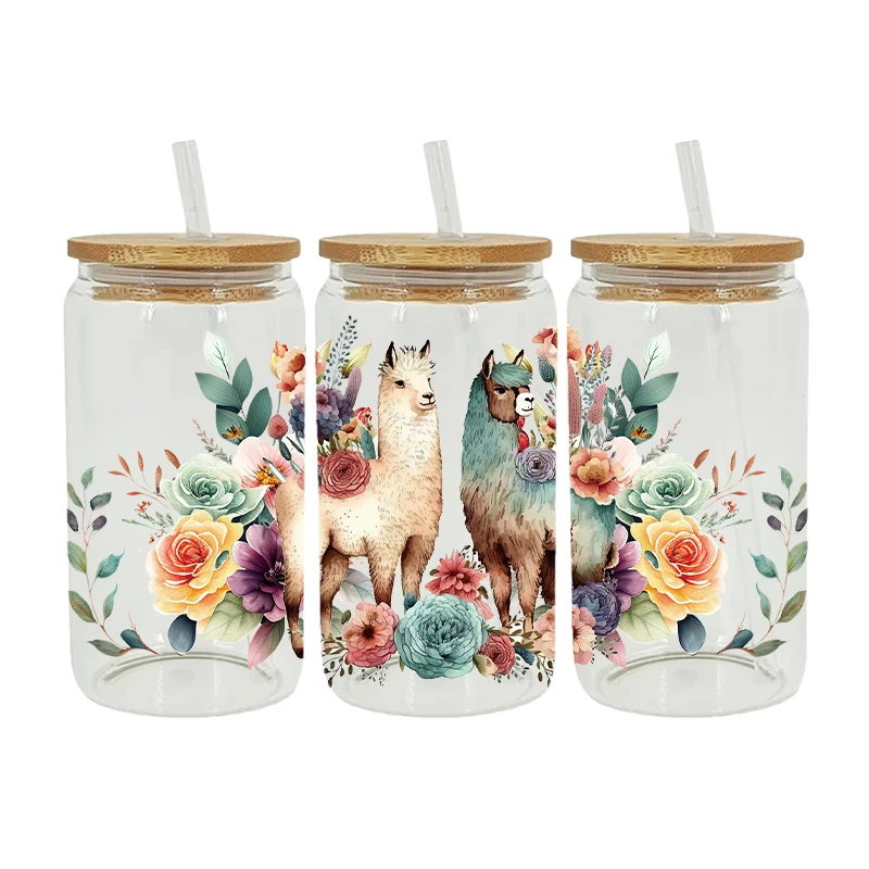 UV DTF Owl, koala Transfer Happy Juice Printed Sticker For The 16oz Libbey Glasses Wraps Bottles D14181