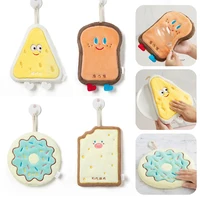Cartoon Food Cheese Hand Towel Hanging Towels Double-thickness Absorbent Hand Towel Kitchen Bathroom Soft Coral Velvet Towels 4