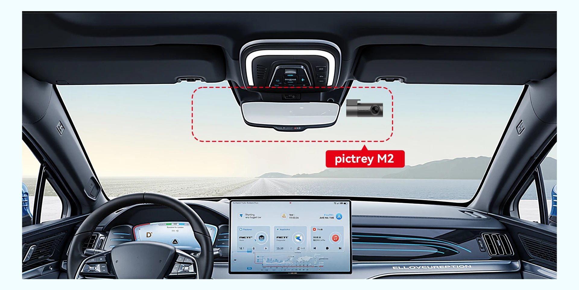 Pictrey M2 araç kamerası için ön cam montaj alanı