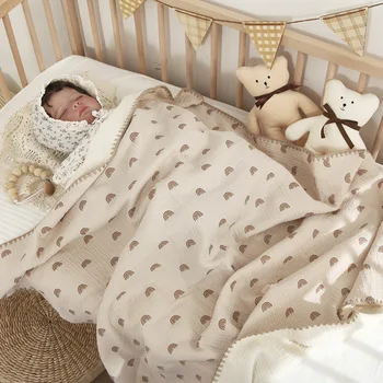 Coperte per neonati per letti 4 strati di cotone Swaddle Coperta di mussola Biancheria da letto Accessori per neonati Asciugamano da bagno neonato Madre Bambini