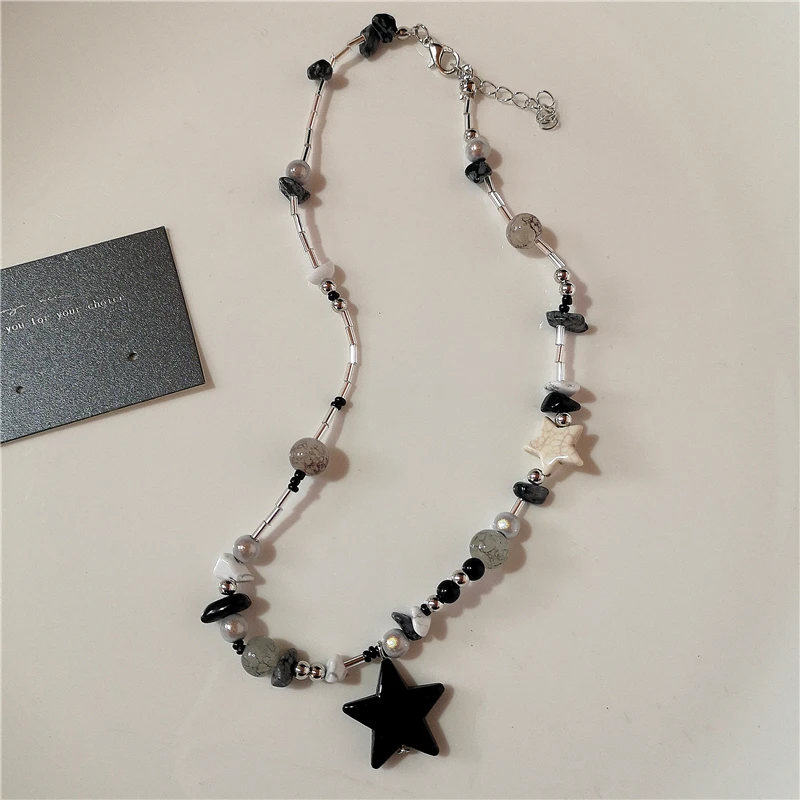 Transparent Star Charms Pendant Choker Y2K Healing Crystal Necklace