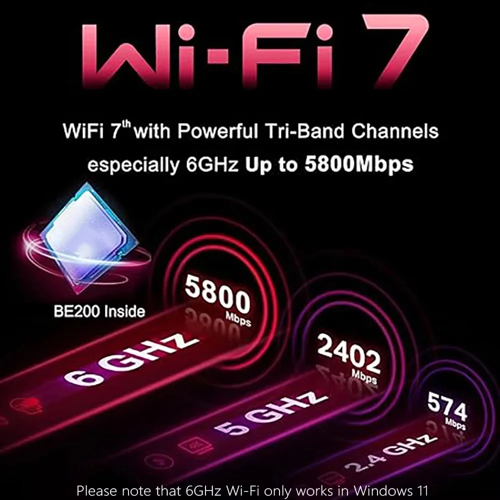 Wi-Fi 7 BE200 Bluetooth 5.4 Wifi Card 8774Mbps BE200NGW Tri-band 2.4/5G/6G Wireless Network Adapter For Windows 10/11 PC Laptop wifi network card wifi adapter wireless network card network card