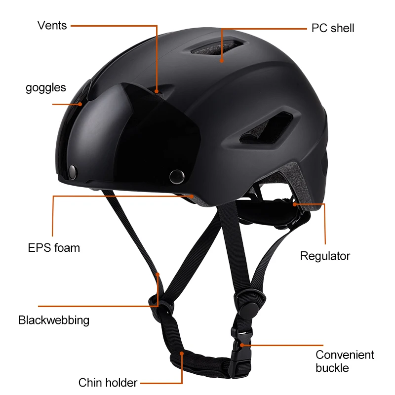 Eastinear Children's Bike Helmet With Magnetic Goggles Lightweight Breathable Outdoor Sports Bike Skateboard Riding Helmet 6