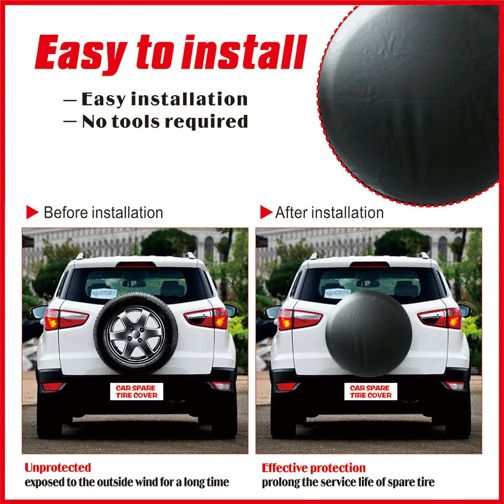Autoreifenabdeckung aus PVC-PU-Leder, 14", 15", 16", 17" Zoll, Ersatzradabdeckung für Suzuki, für Toyota, Autoreifenabdeckungstasche, Schutzhülle ﻿ – Detail 11