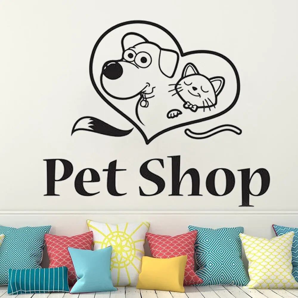 Pet Grooming Salon Wall Sticker Four Paw Store Lovers Dog Cat Veterinary Clinic Animals Best Friend Wall Decal Decoration Hq089