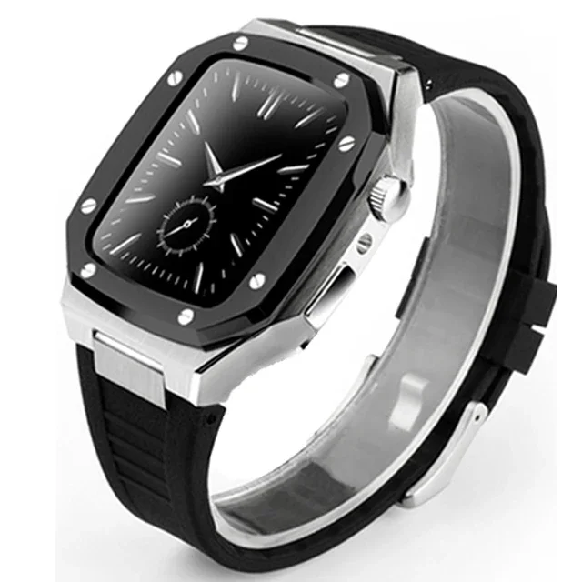 Luxury Stainless Steel Apple Watch Band with Metal Bezel Case