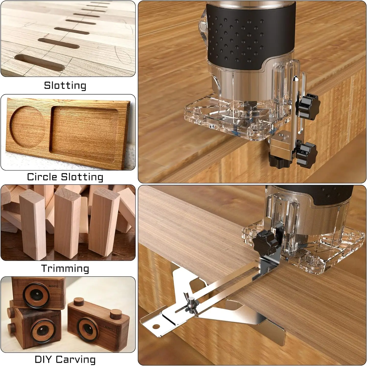 800W 220v Woodworking Electric Trimmer Corded Slotting Machine Multifunction Hole Opener Engraving Machine Carpentry Tools 6